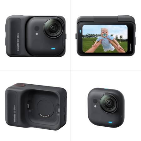 Insta360 GO Ultra Creator Bundle Black kamera sportowa, 4K60, WI-FI, Bluetooth_Moduł kamery i całe urządzenie_4